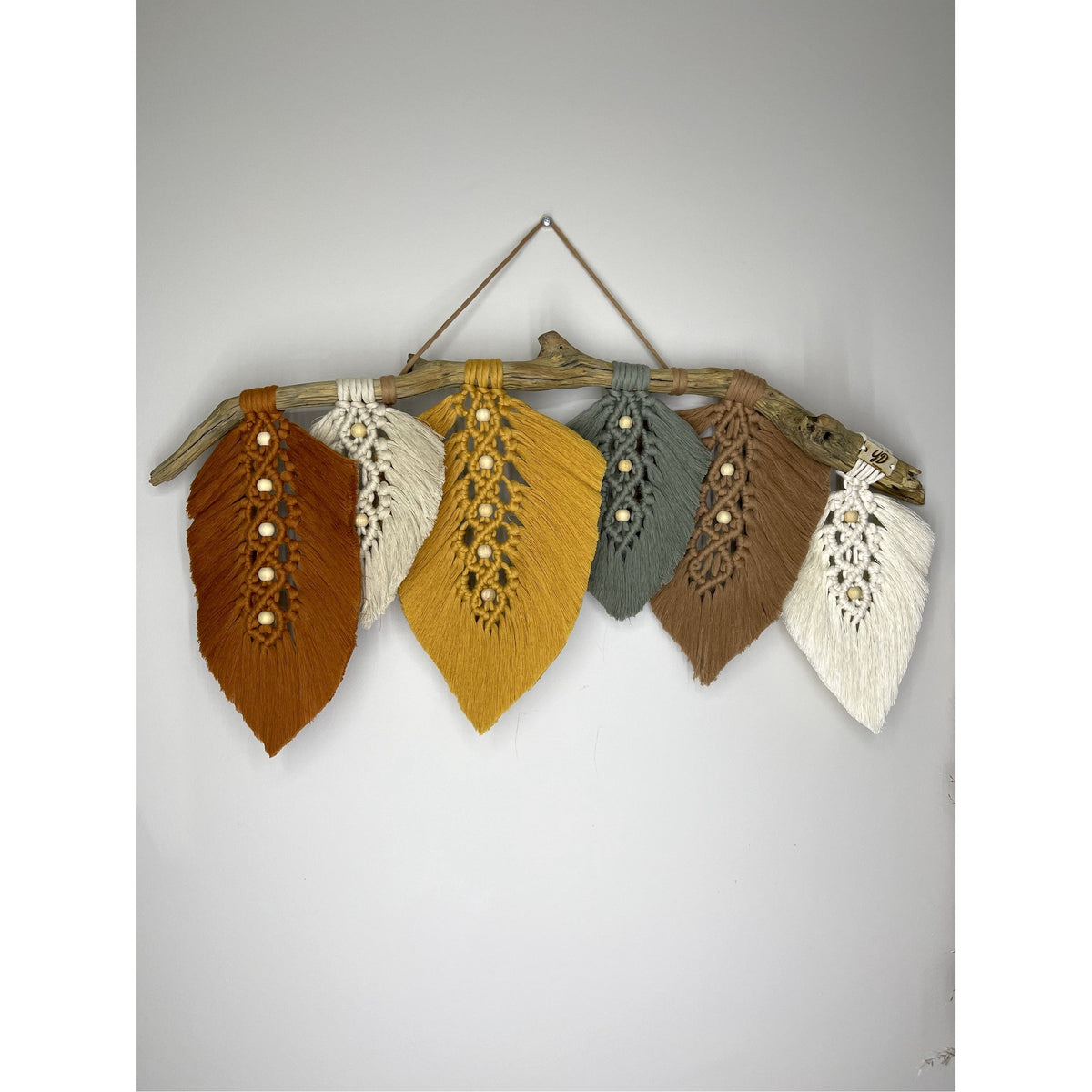 Macrame Wall Hanging Fall Color Rainbow With Leaves Macrame