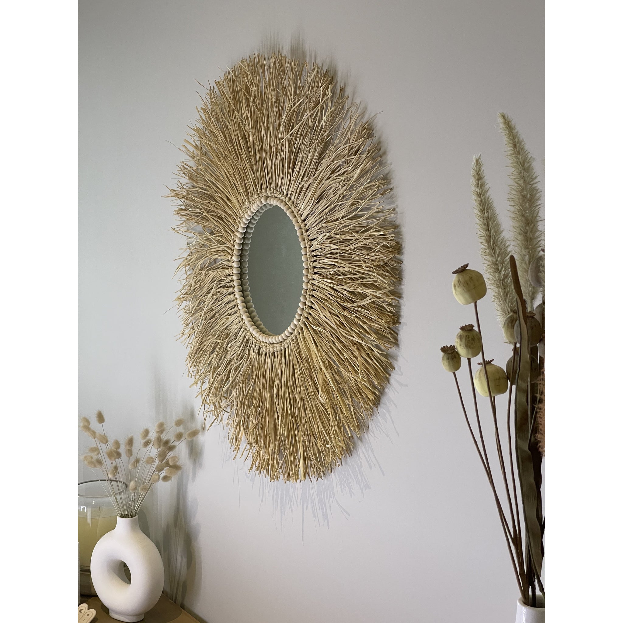 Raffia Mirror / Wall Decor