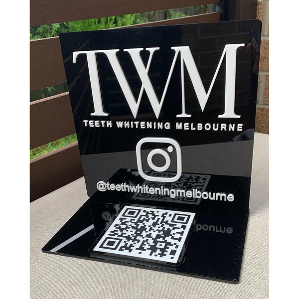 3 in 1 Arched Social Sign/ Square + QR + Card Holder