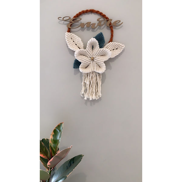 Boho Macrame Wreath with Flowers and Personalise