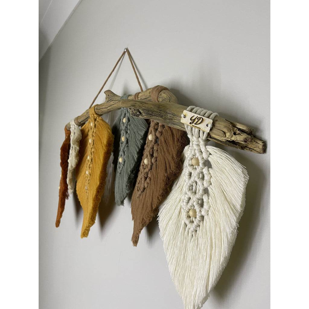 Macrame Wall Hanging Fall Color Rainbow With Leaves Macrame