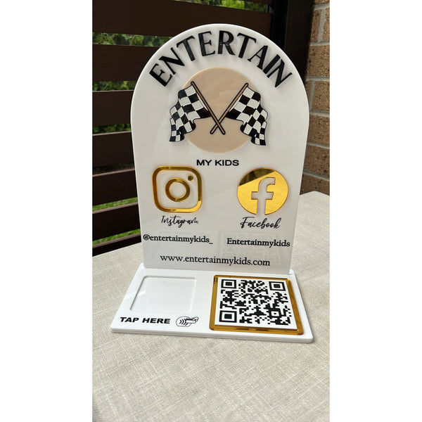 3 in 1 Arched Social Sign/ Square + QR + Card Holder
