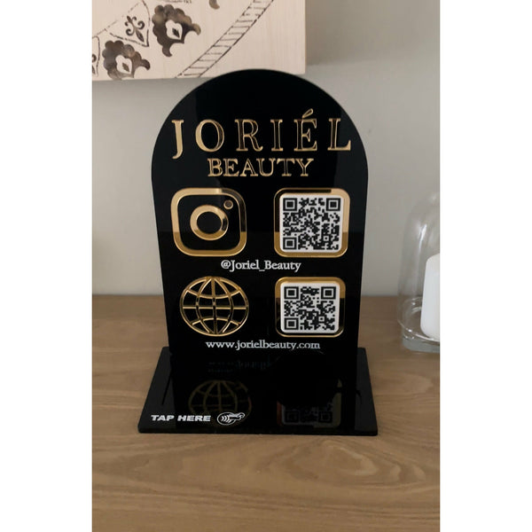 3 in 1 Arched Social Sign/ Square + QR + Card Holder