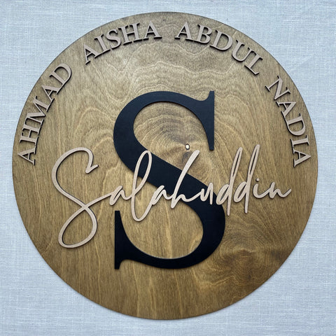 Personalised Round Family Name Sign